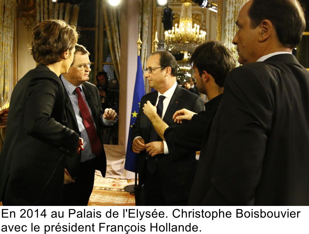 En 2014 au Palais de l'Elysée. Christophe Boisbouvier avec le président François Hollande.