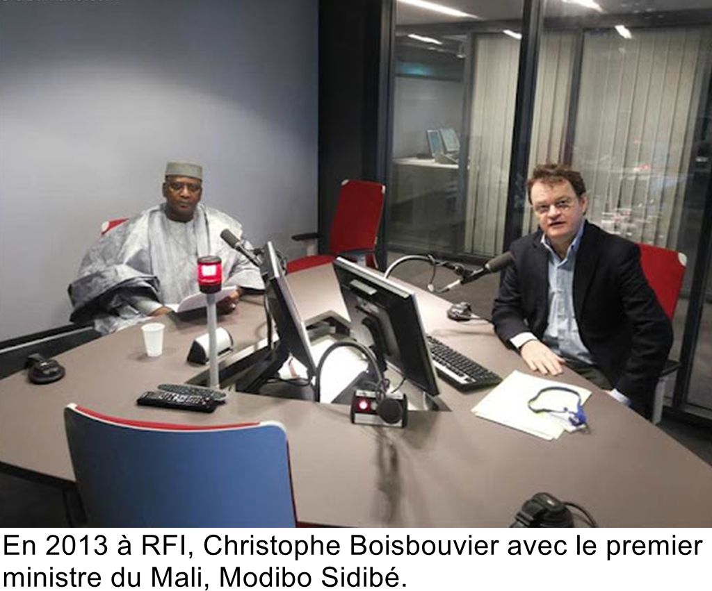 En 2013 à RFI, Christophe Boisbouvier avec le premier ministre du Mali, Modibo Sidibé.
